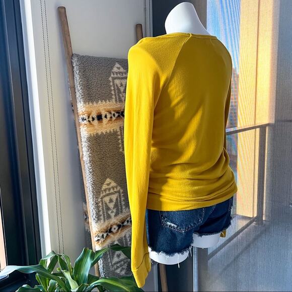 Sundry Yellow Long Sleeve Crewneck Pullover Sweatshirt Women’s Size 2/ Medium - Picture 4 of 8